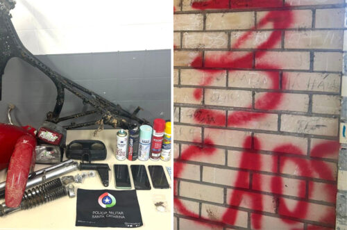 Polícia Militar apreende adolescente com drogas e peças de moto furtada em casa abandonada em Orleans