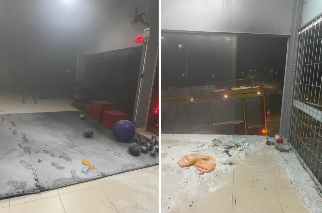 Populares controlam princípio de incêndio em academia de Içara durante a madrugada