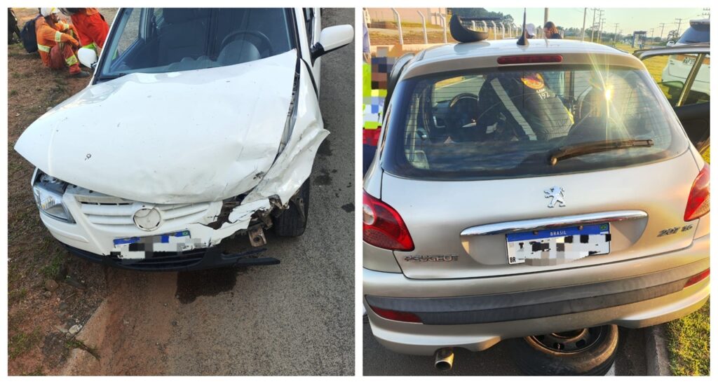 Colisão entre dois automóveis na SC-445 deixa mulher presa nas ferragens