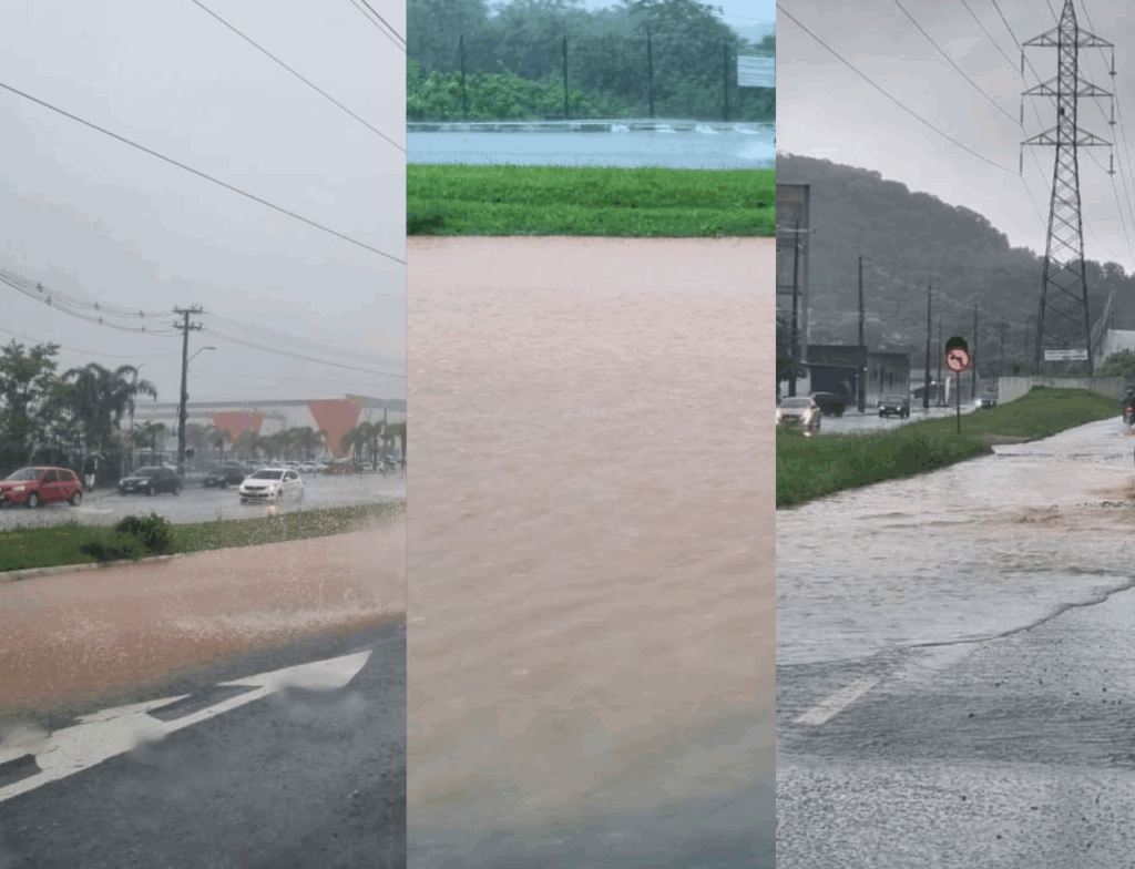 Chuva causa alagamentos e afeta trânsito em São José