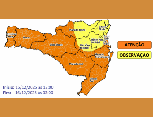 Temporais atingem Santa Catarina entre esta segunda e terça, alerta Defesa Civil