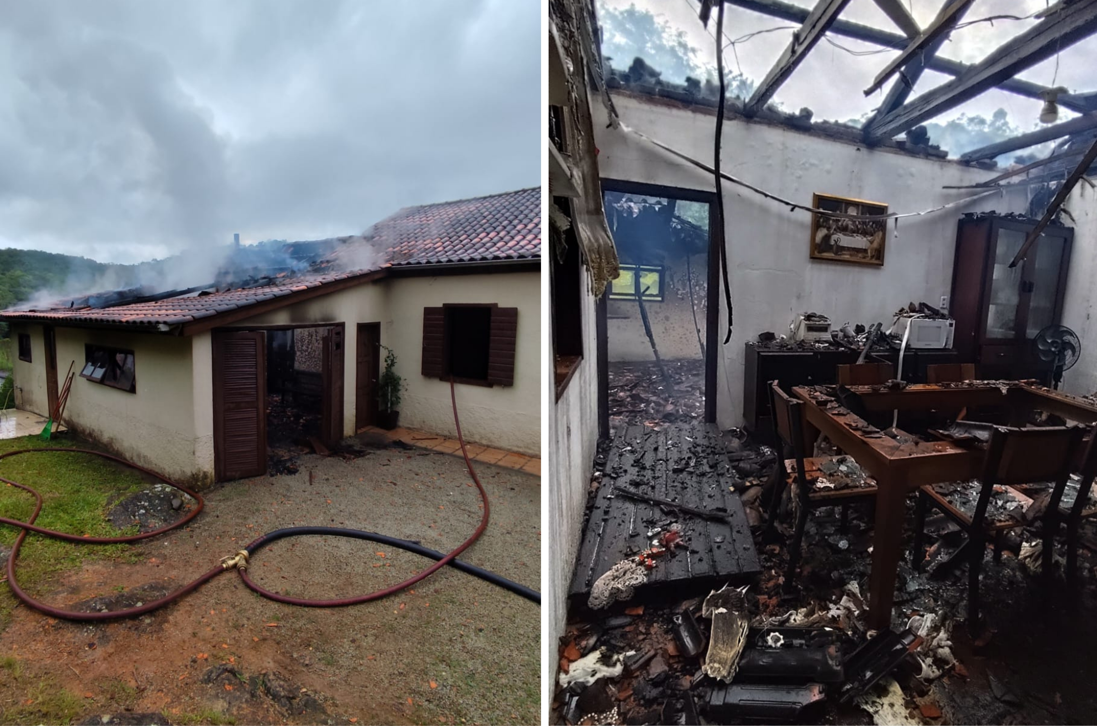 Incêndio destrói residência de madeira no bairro Da Figueira, em Urussanga