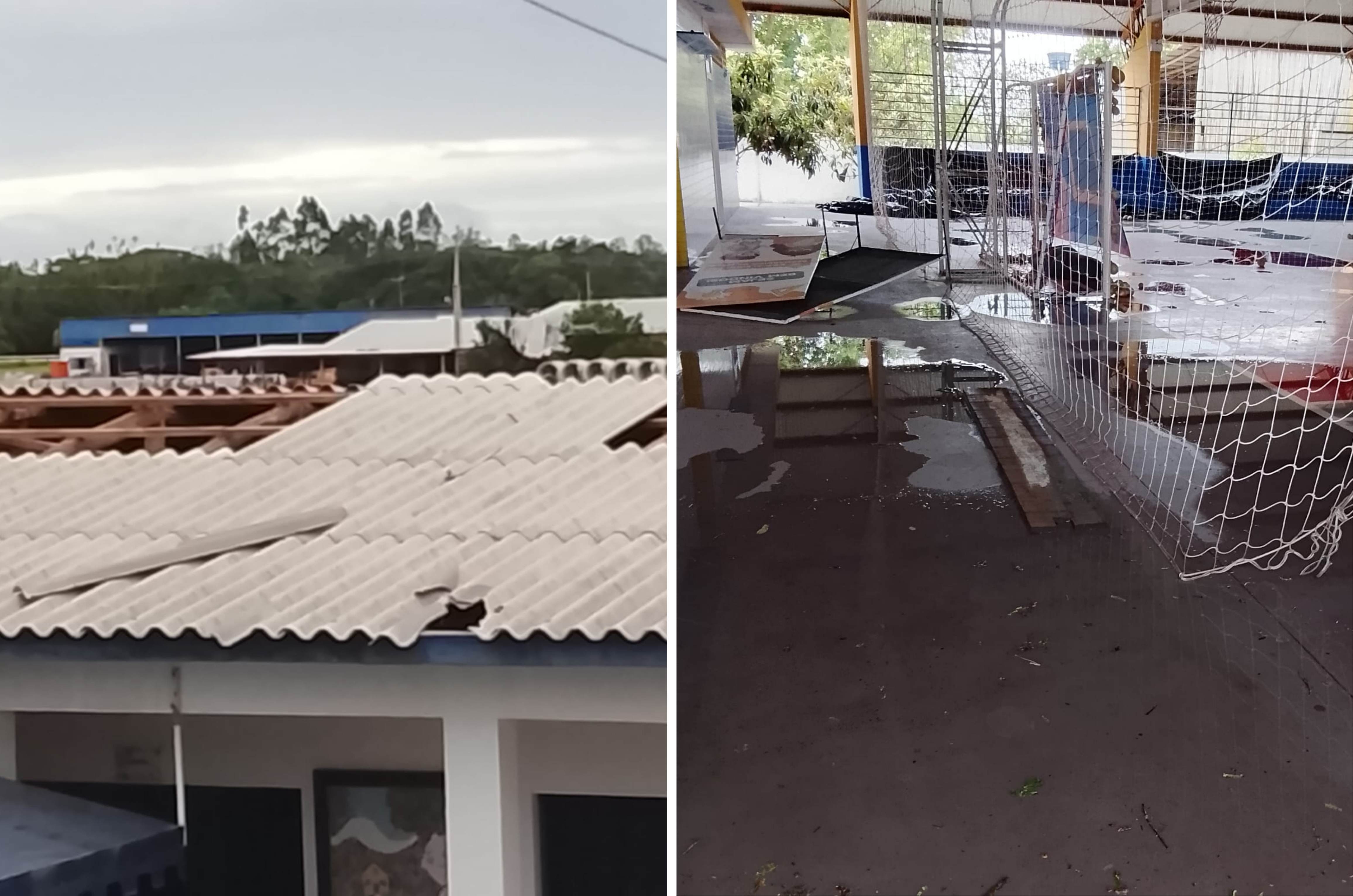 Temporal causa destelhamentos e suspensão de aulas em Balneário Gaivota