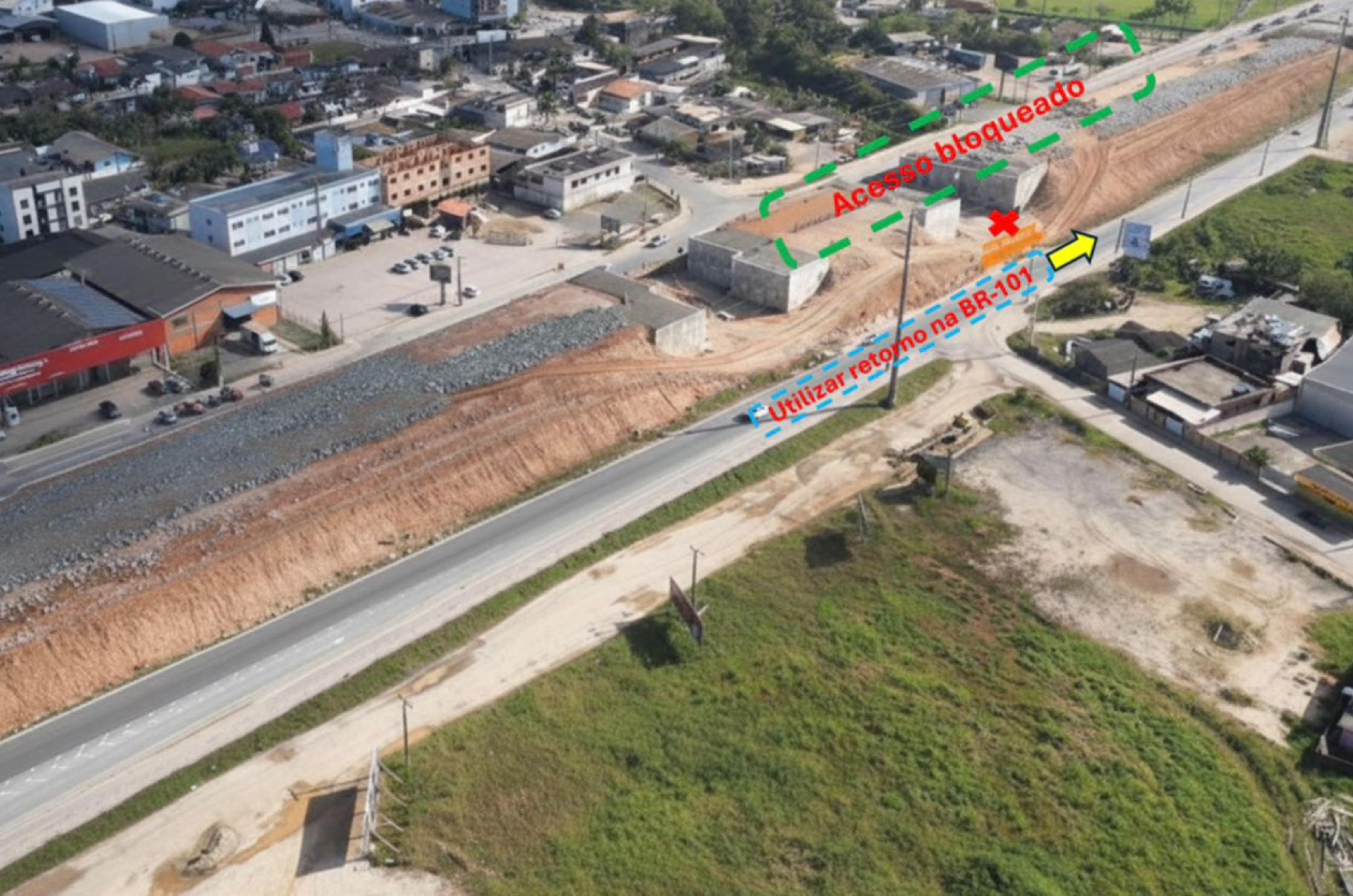 Acesso ao bairro Machados na BR-470, em Navegantes, será interditado a partir de segunda (12)