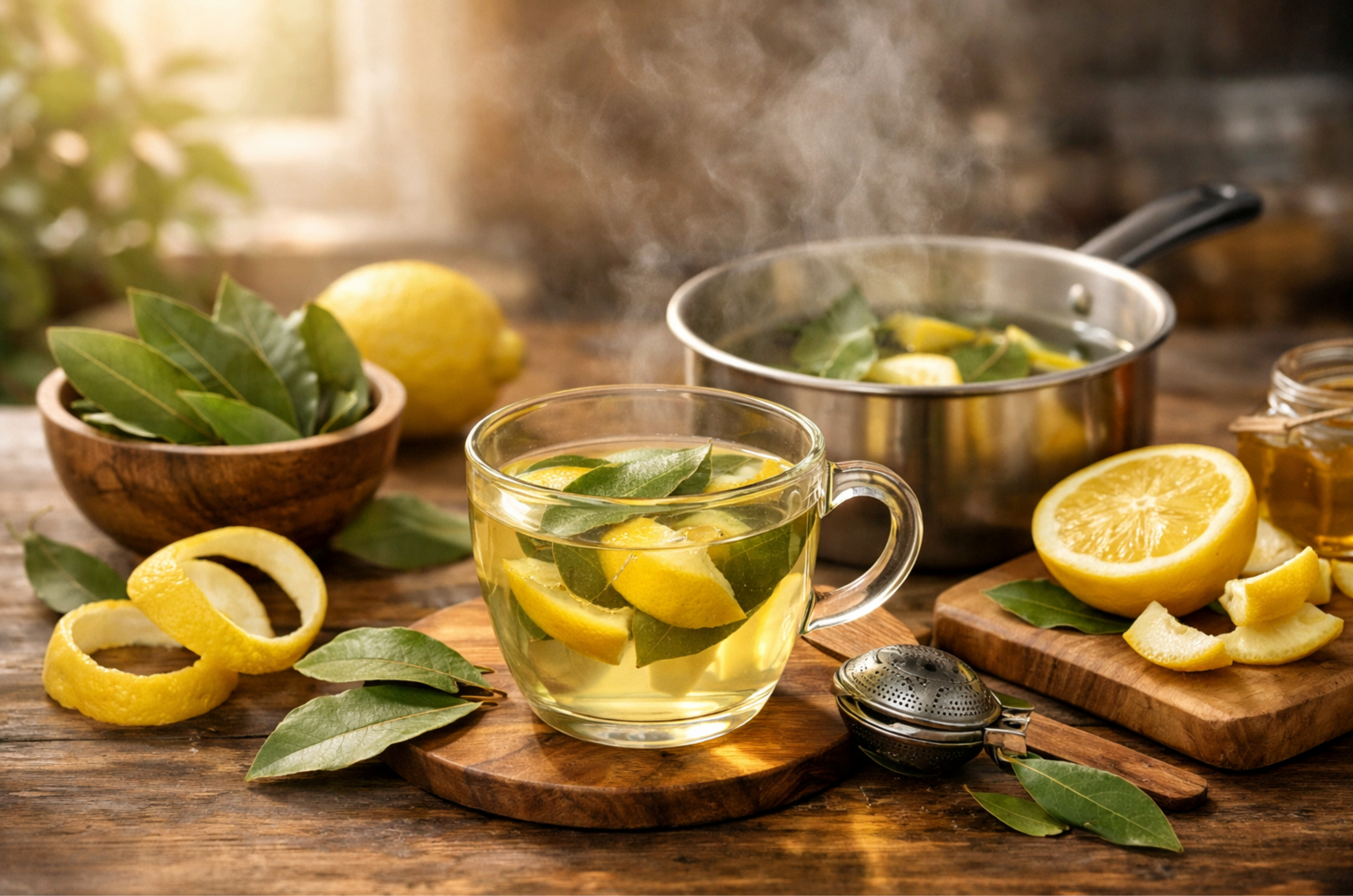 Chá de limão com louro vira aliado natural da saúde e do bem-estar
