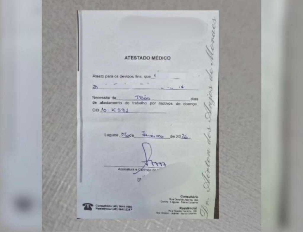 Empresário denuncia venda de atestados médicos em clínica de Laguna