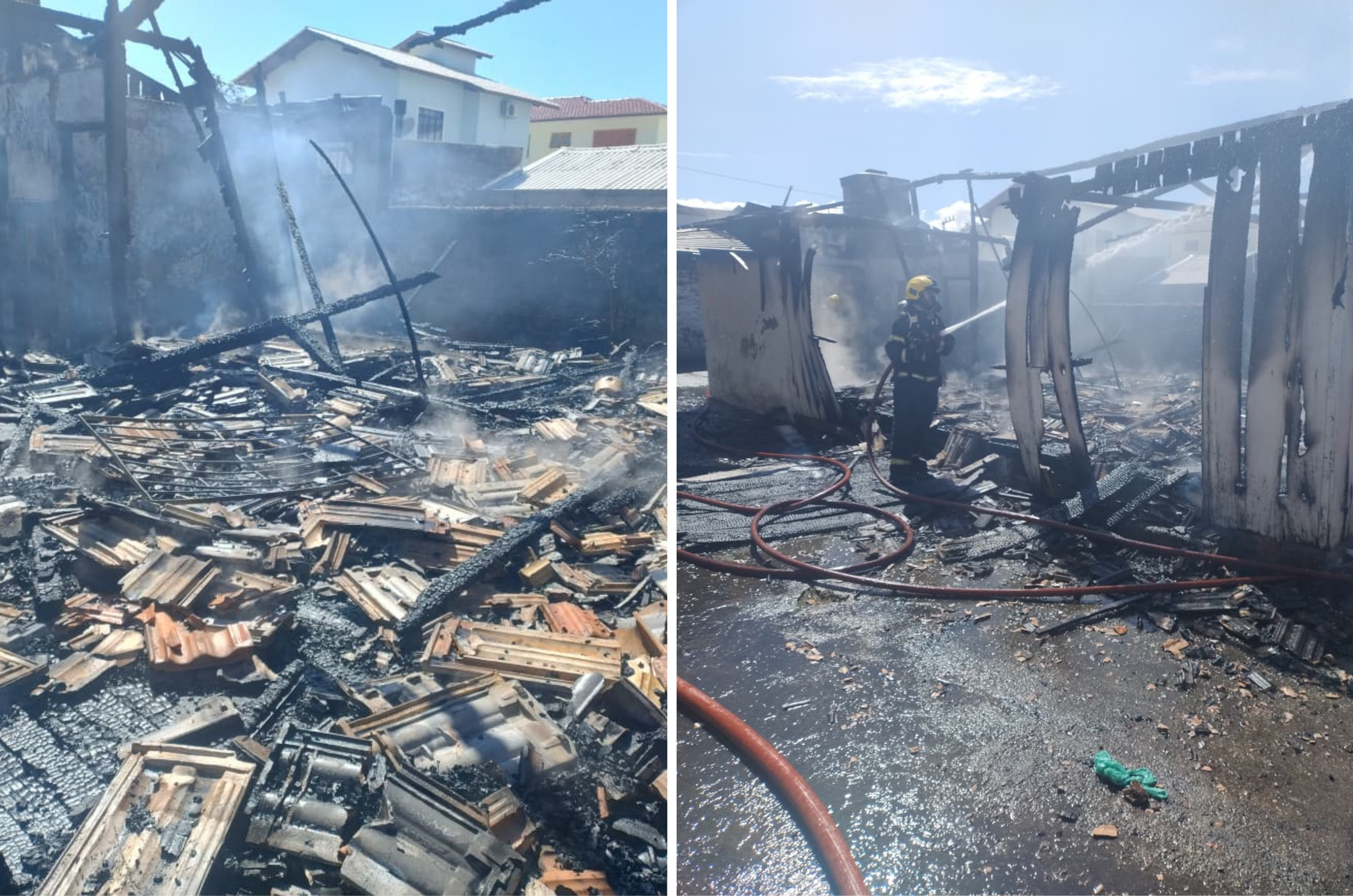 Incêndio atinge residência unifamiliar em Palhoça