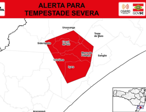 Defesa Civil emite alerta de tempestade severa para municípios do Sul de SC