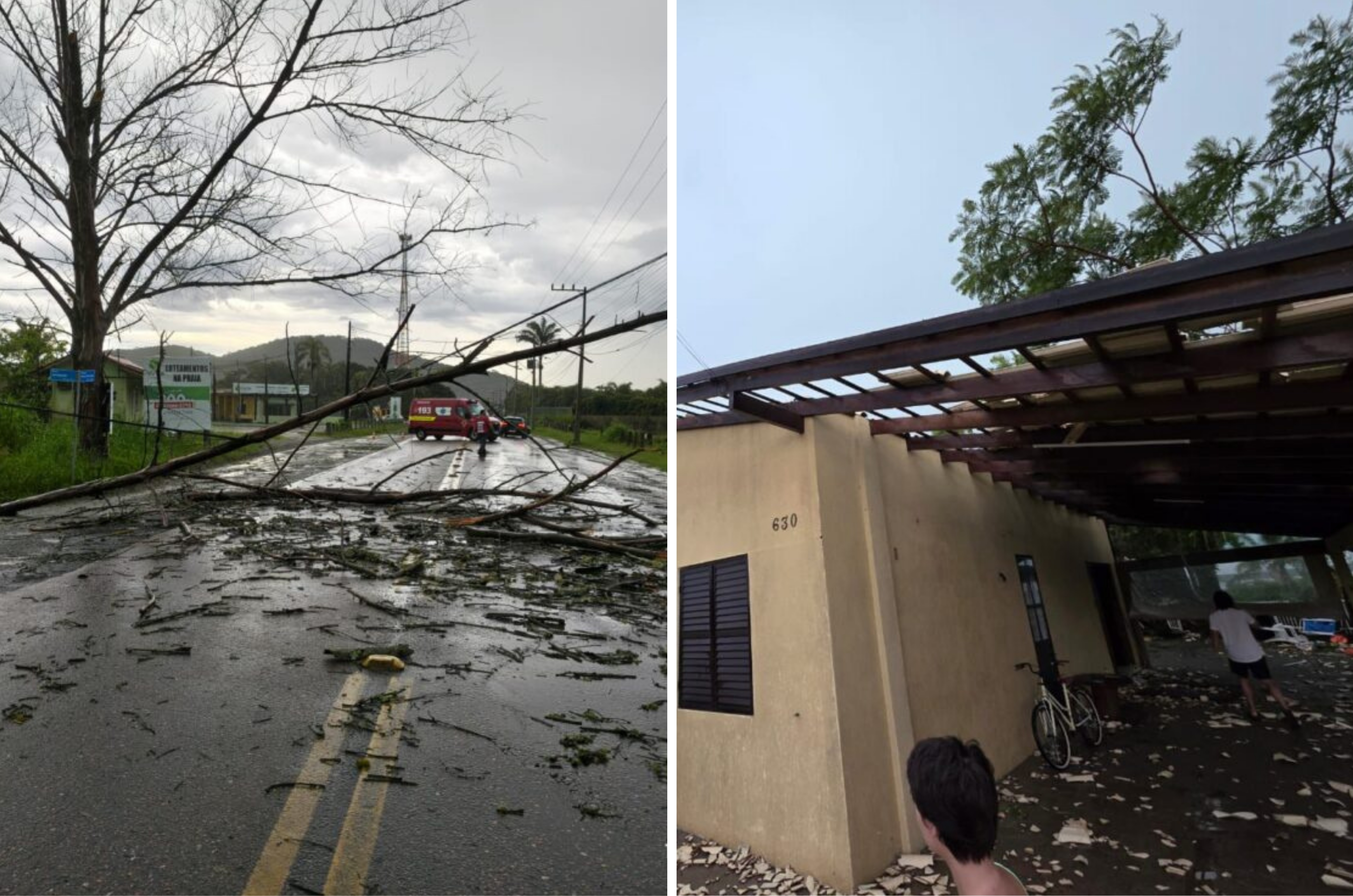 Microexplosão provoca danos em São Francisco do Sul após tempestade severa