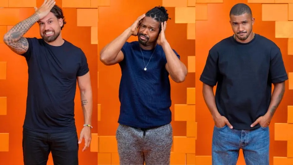 Segundo Paredão do BBB 26 é formado por Brigido, Leandro e Matheus - Foto: Divulgação/Rede Globo