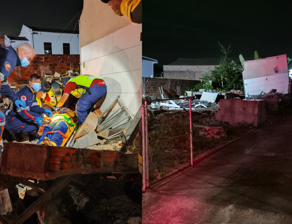 Homem fica ferido após desabamento durante demolição em Criciúma