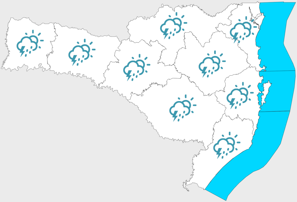 Chuva e temporais isolados marcam a segunda-feira em Santa Catarina. Foto: Ilustração/Defesa Civil