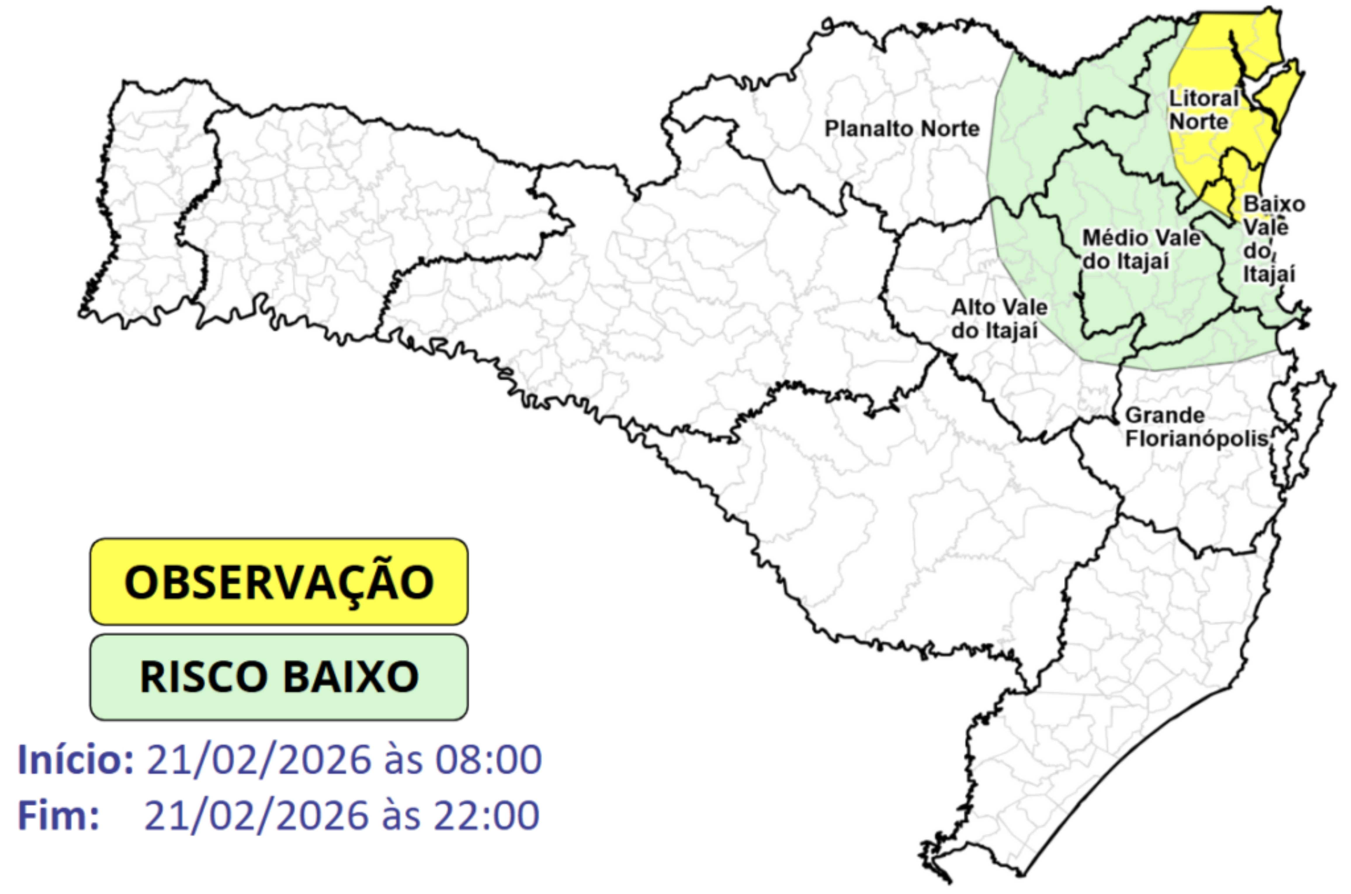 Chuva persiste no Litoral de Santa Catarina e risco é moderado