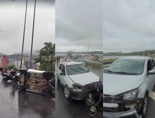 Chuva provoca três acidentes no elevado da Ponte em Florianópolis