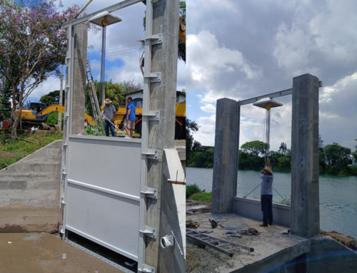 Obra na rua Rui Barbosa avança com instalação de comporta em Araranguá