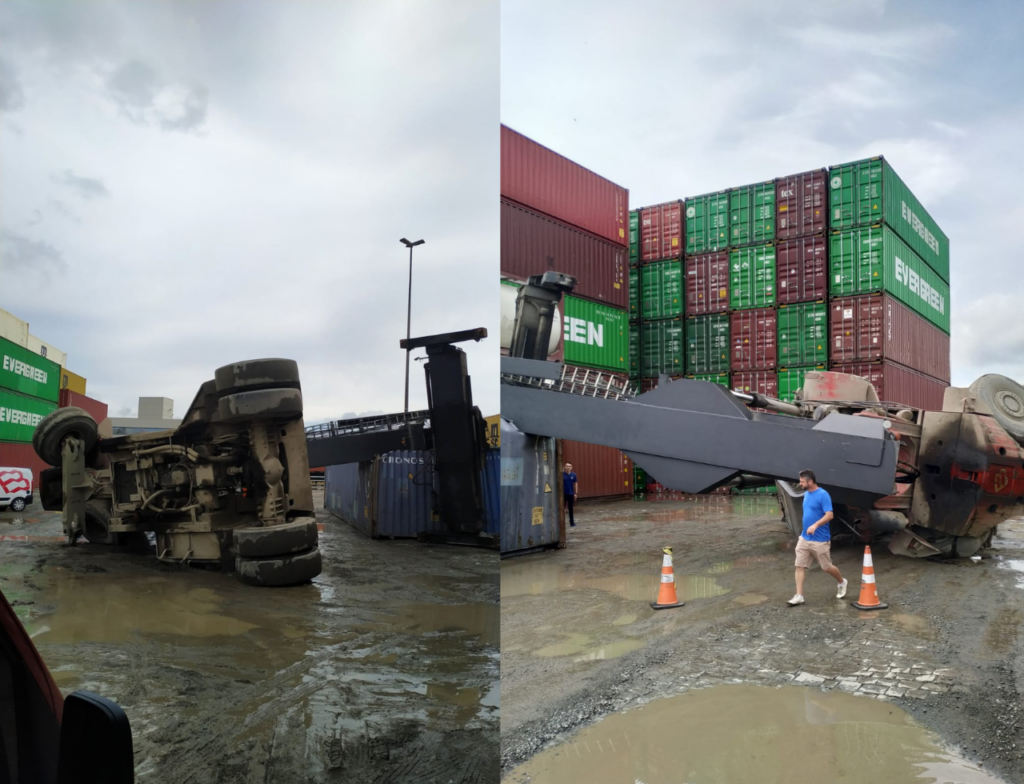 Operador de empilhadeira fica ferido após maquinário tombar em empresa de Itajaí