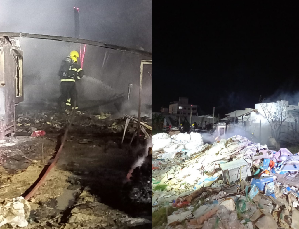 Incêndio destrói galpão comercial em Balneário Arroio do Silva