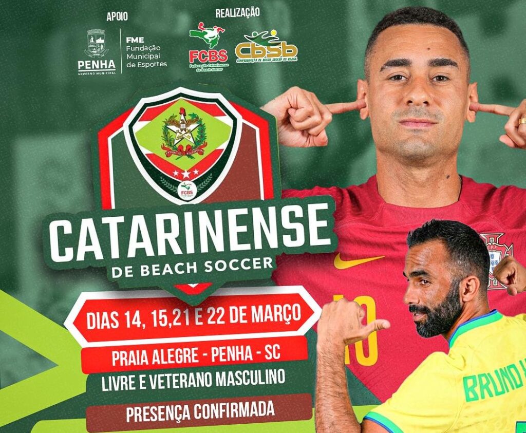 Penha recebe Catarinense de Beach Soccer com estrelas mundiais neste fim de semana