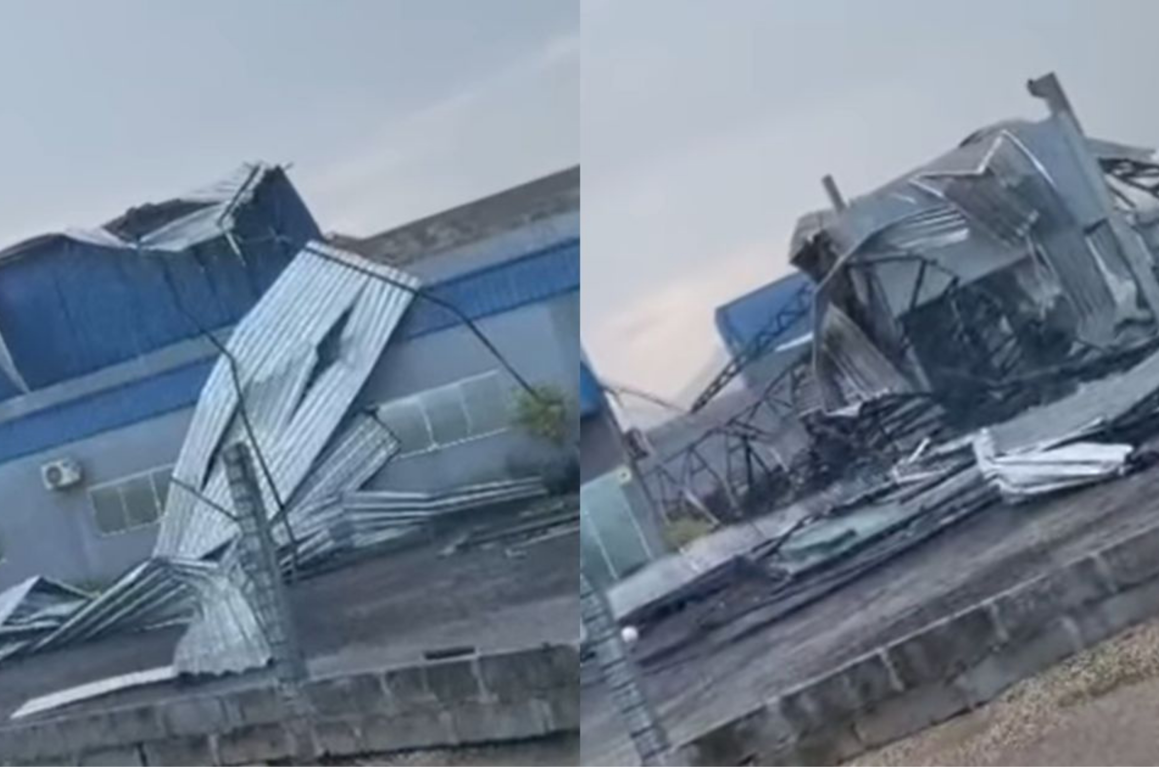 Temporal com ventos de até 100 km/h destrói fábrica em Santa Catarina