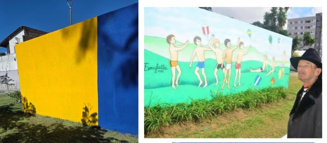 Pintura de painel da Praça da Pipa é alvo de polêmica em Itajaí