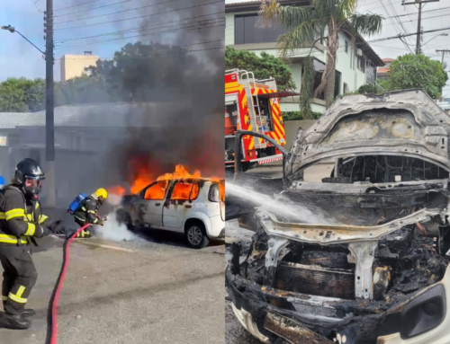 Carro pega fogo em Florianópolis e motorista consegue escapar