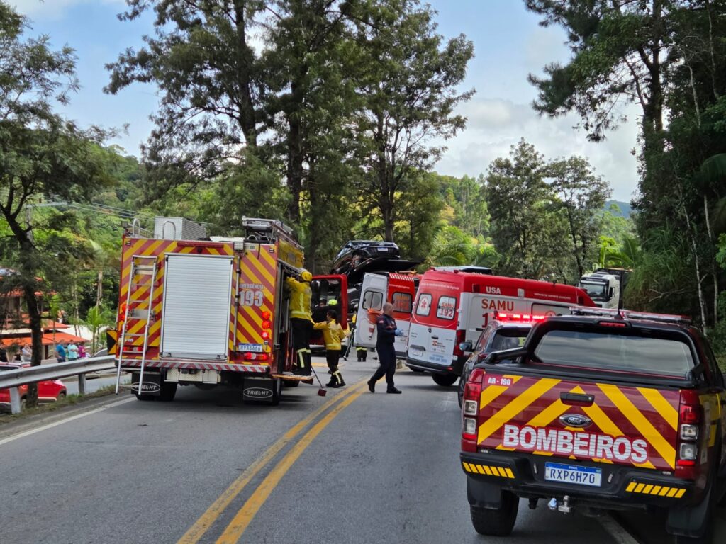 Colisão entre carro e caminhão deixa mulher ferida na BR-282