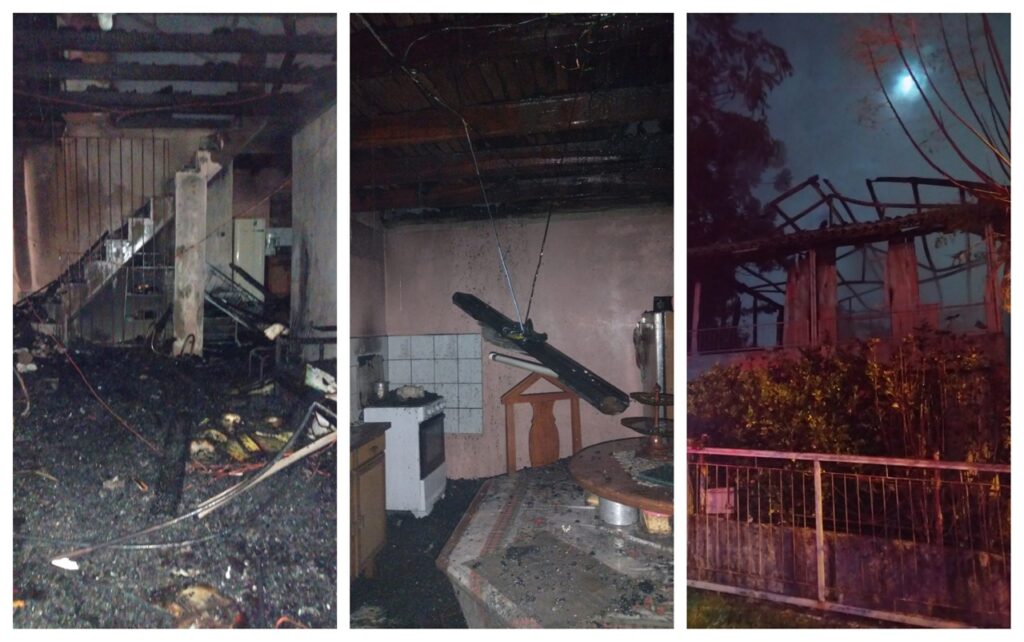 Residência é destruída por incêndio em Criciúma. - Foto: Divulgação/CBMSC
