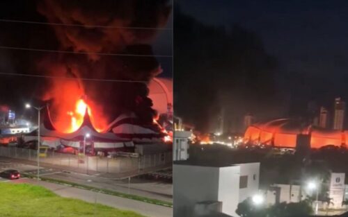 Incêndio destrói estrutura do Circo do Tirullipa durante a madrugada