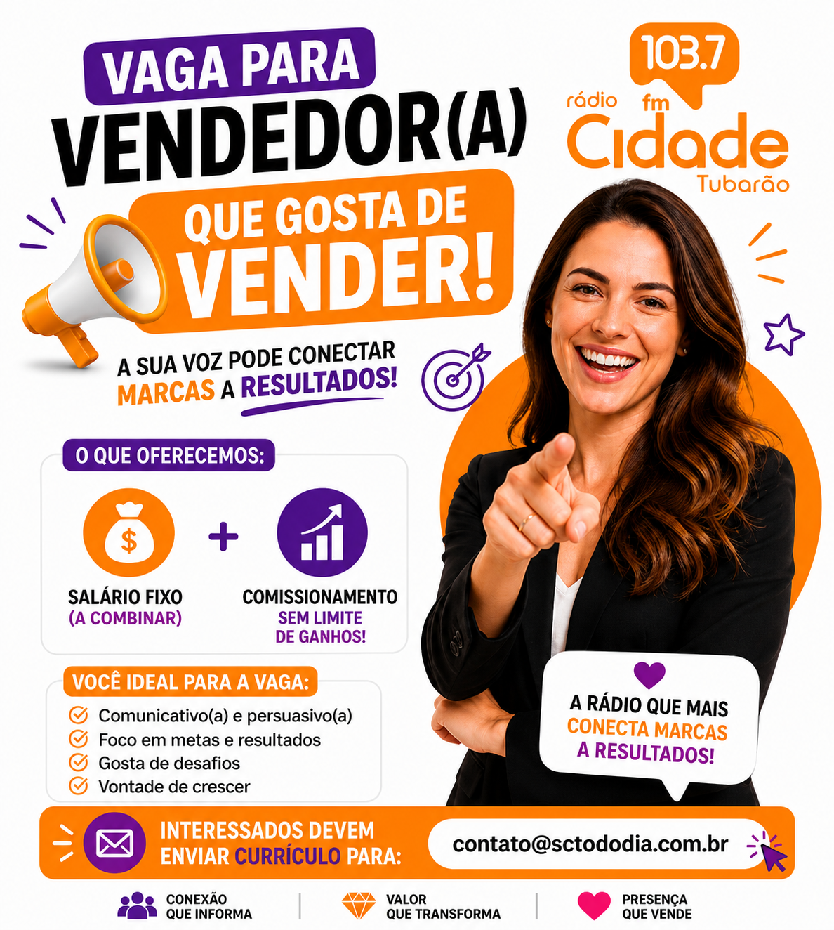 Banner Vaga Vendedor Tubarão