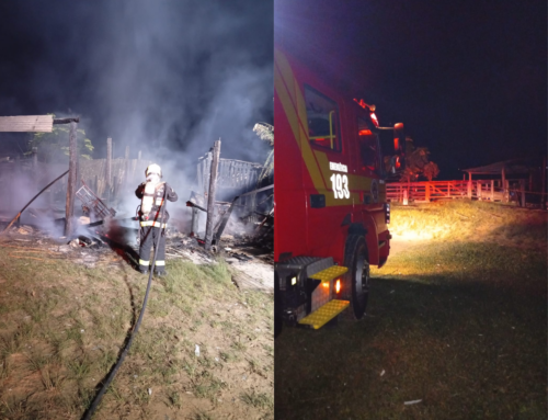 Incêndio atinge galpão durante a madrugada e mobiliza bombeiros em São João do Sul