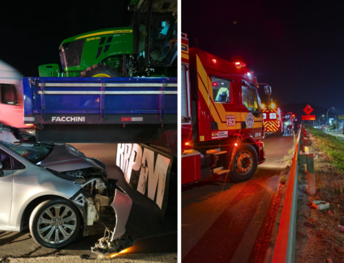 Motorista fica ferido após bater veículo na traseira de caminhão na BR-101