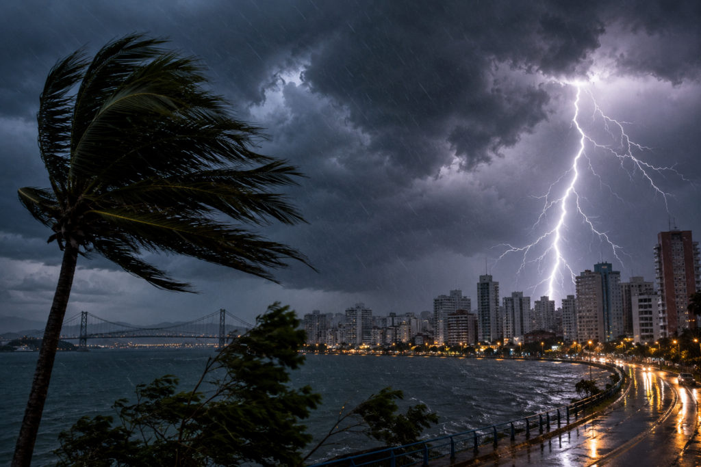 Nova frente fria coloca Santa Catarina em alerta para temporais e granizo