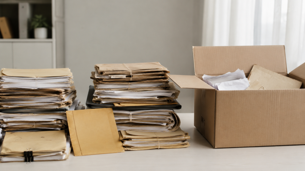 Documentos antigos: como descartar papéis com segurança e reciclar do jeito certo - Imagem criada com IA