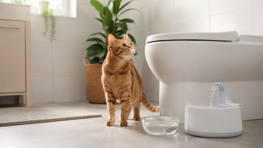 Gato bebendo água do vaso: riscos e como evitar