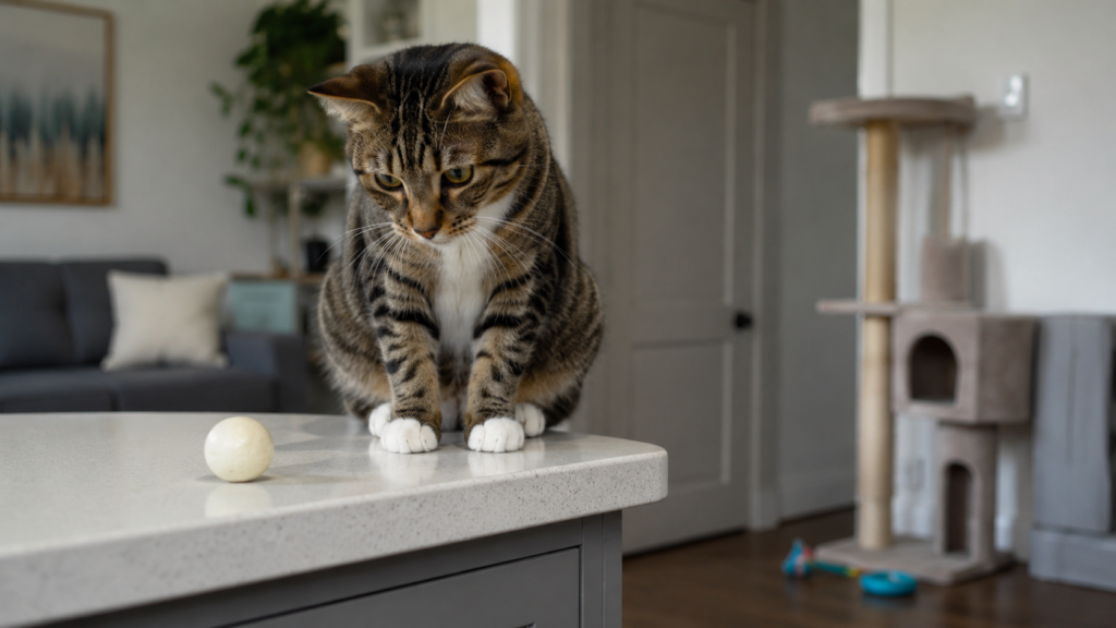 Gato derruba coisas? 10 motivos e como resolver - Imagem criada com IA
