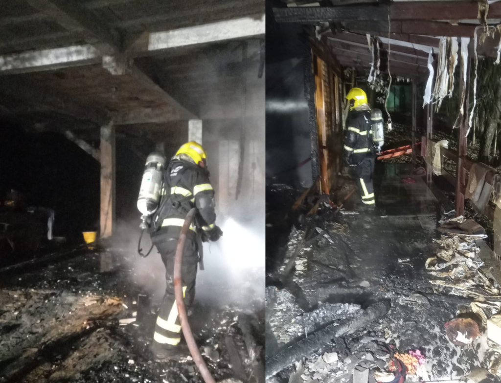 Incêndio destrói casa durante a madrugada e mobiliza bombeiros em Criciúma