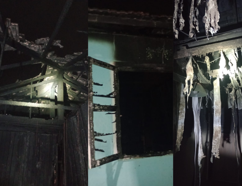 Incêndio destrói quarto de casa e mobiliza bombeiros durante a noite em Pescaria Brava
