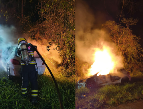 Motorista escapa por pouco após veículo pegar fogo e ser destruído em Tubarão