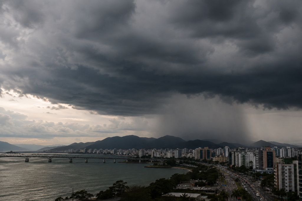 Alerta máximo: temporais avançam por SC e podem atingir Florianópolis, Itajaí e Joinville