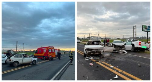 Idoso fica ferido após acidente entre três veículos em rodovia de Araranguá