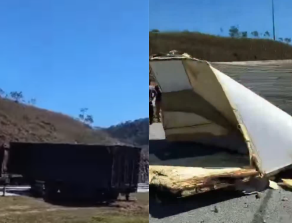 Acidente entre caminhões mata uma pessoa e bloqueia BR-101 em SC - Foto: Reprodução/Redes Sociais/@ricardopastrana