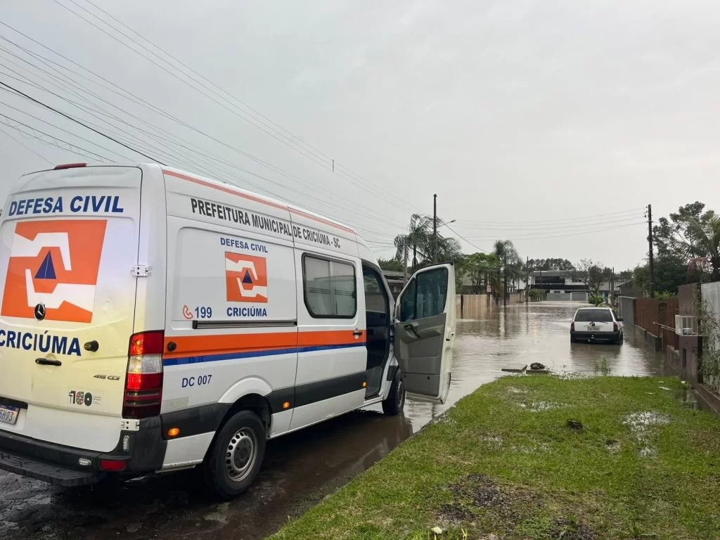 Chuva aumenta nível dos rios e deixa Criciúma em alerta - Foto: Divulgação/Defesa Civil SC