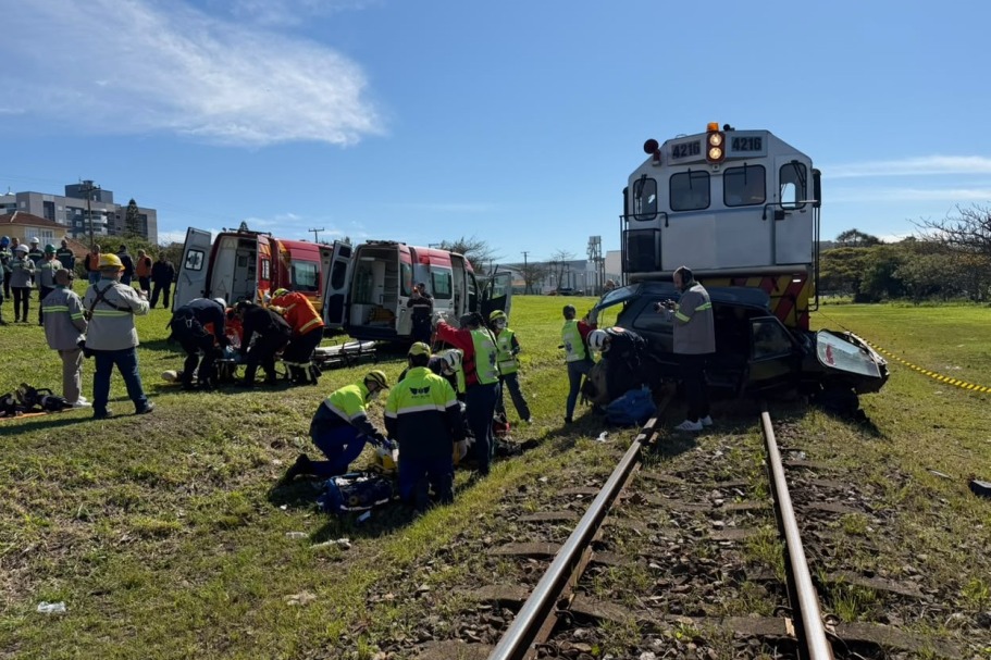 Imbituba realiza simulado de acidente entre trem e veículo - Foto: Divulgação/Prefeitura de Imbituba
