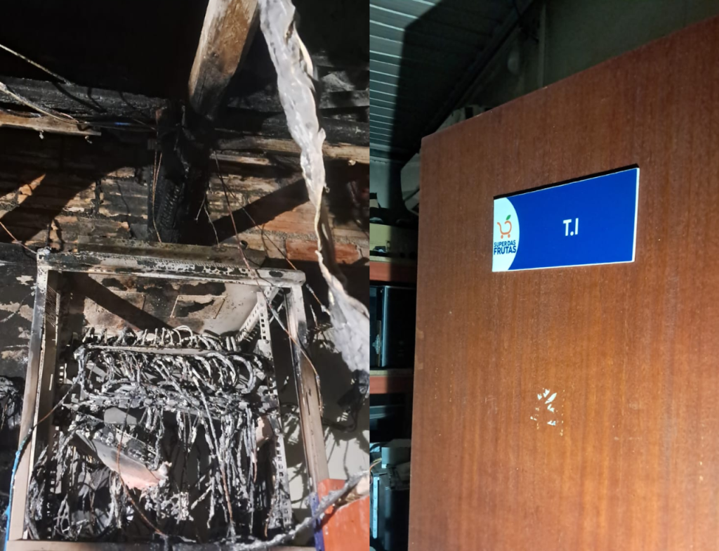 Incêndio destrói sala de TI de mercado em Araranguá - Foto: Divulgação/CBMSC