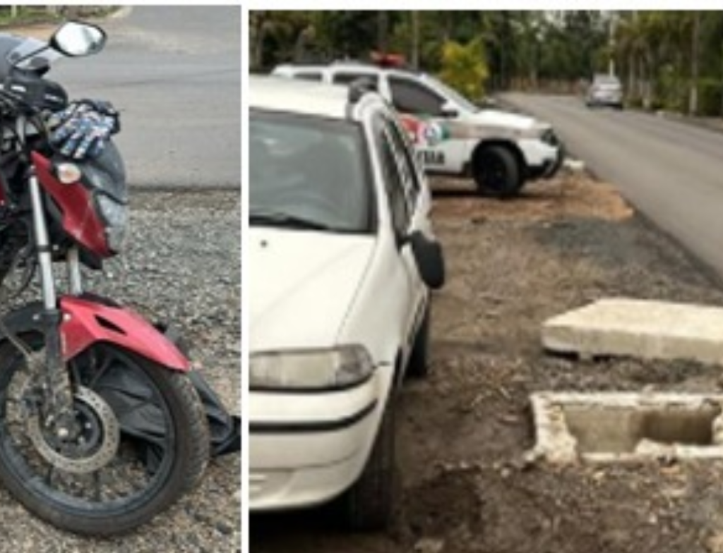 Motociclista fica ferido após bater em carro estacionado em Forquilhinha - Foto: Divulgação/PMSC