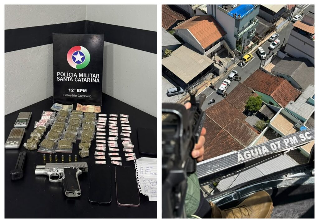 Casal é preso por tráfico de drogas após perseguição cinematográfica entre Camboriú e Balneário Camboriú. - Foto: Divulgação/PMSC