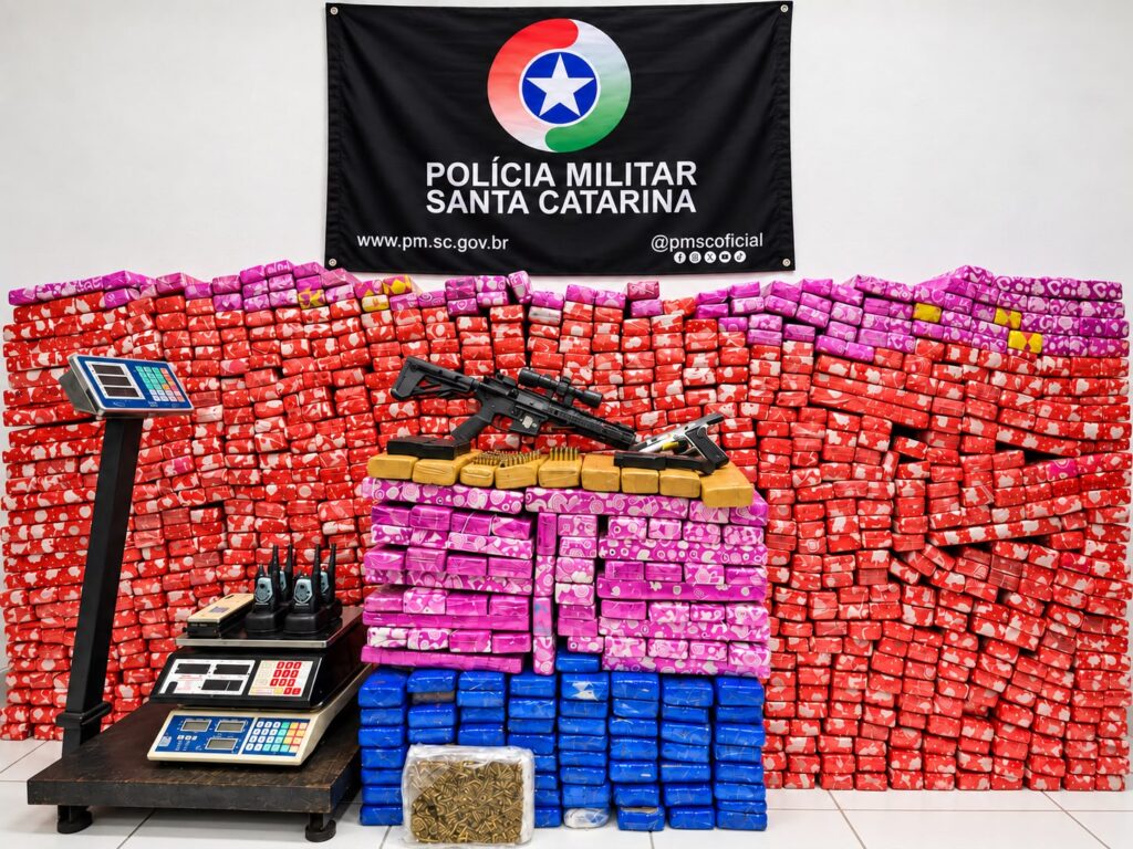 Homem é preso com uma tonelada de maconha e armas em São José - Foto: Divulgação/PMSC
