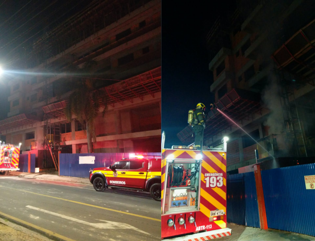 Incêndio atinge elevador de carga em prédio em construção em Criciúma - Foto: Divulgação/CBMSC