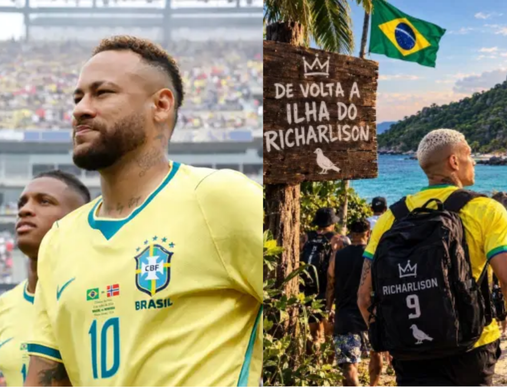 Neymar responde a Richarlison após provocação sobre Flávio Bolsonaro - Fotos: Rafael Ribeiro / CBF e Reprodução/Redes Sociais