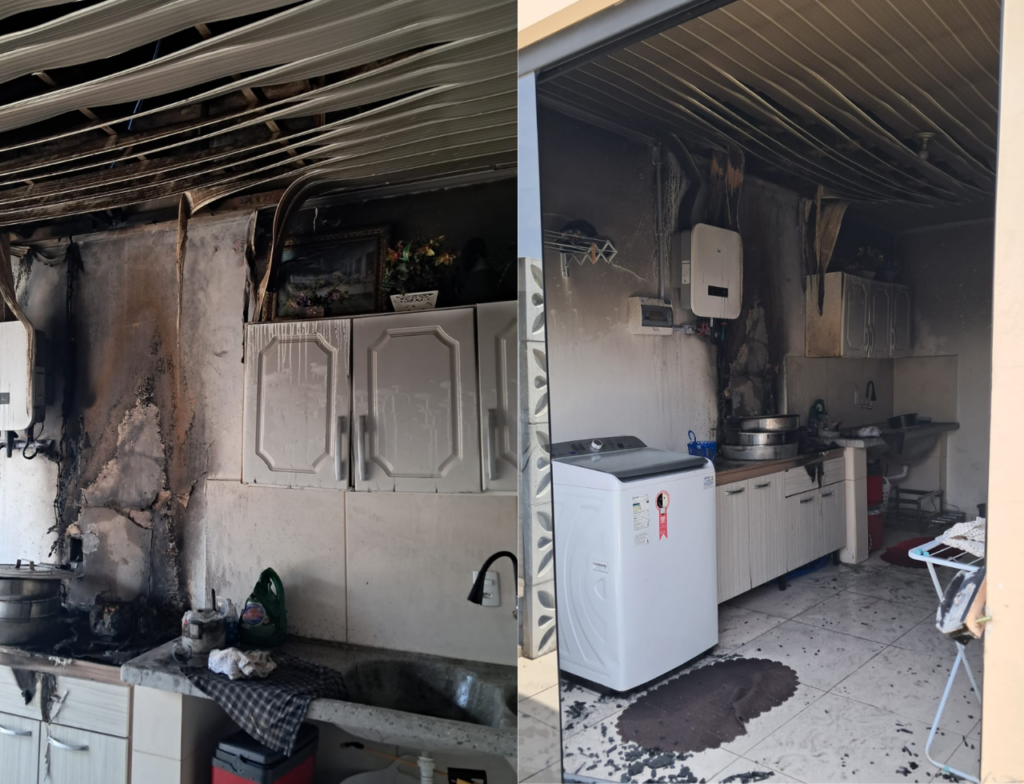 Princípio de incêndio em casa mobiliza bombeiros no Morro dos Conventos - Foto: Divulgação/CBMSC